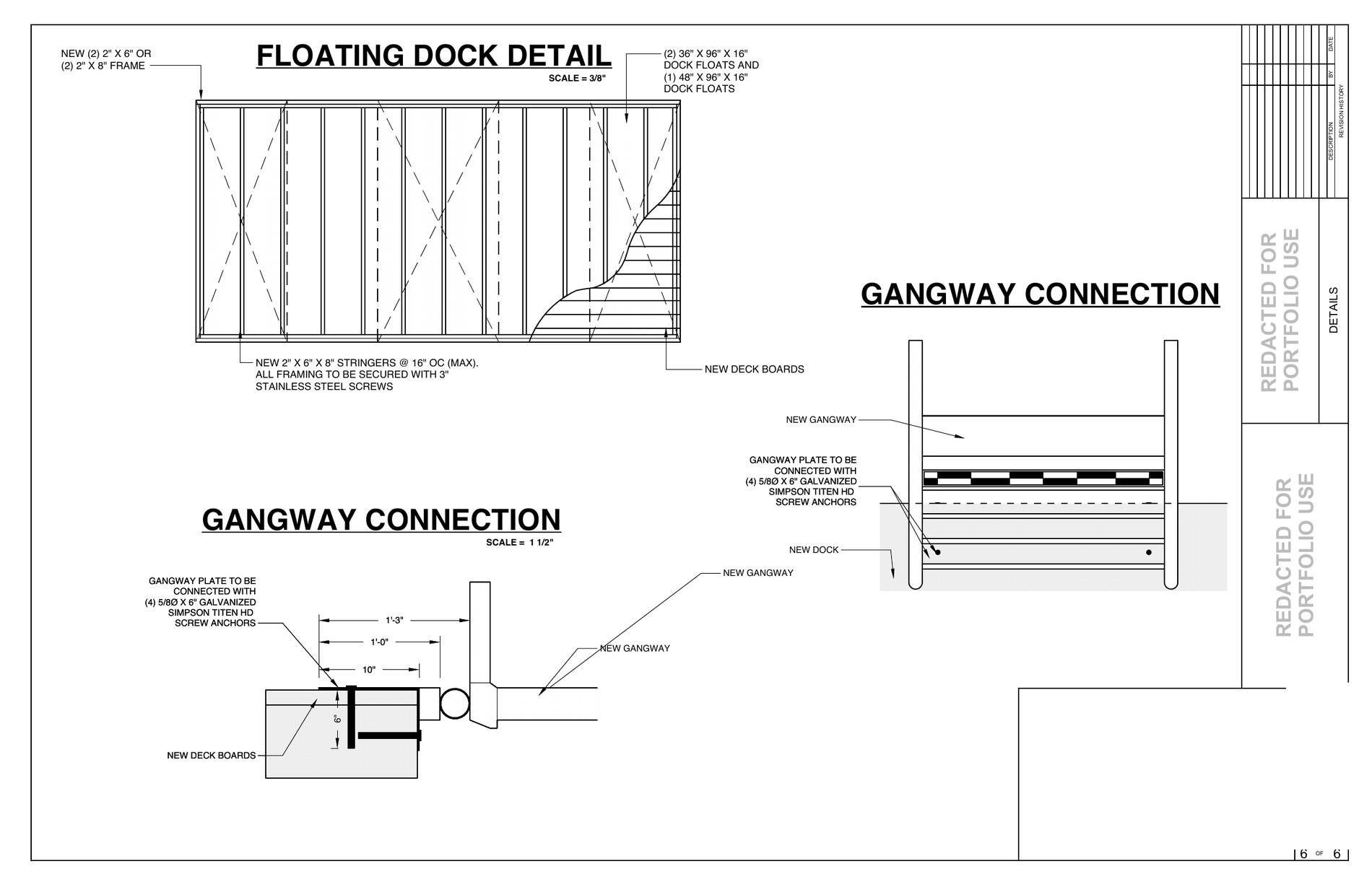 Floating dock and gangway connection details