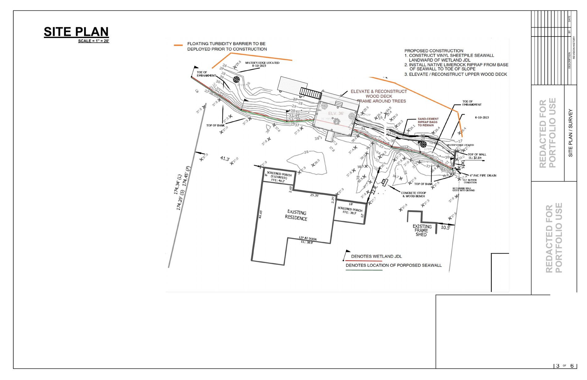 Redacted waterfront site plan for dock reconstruction