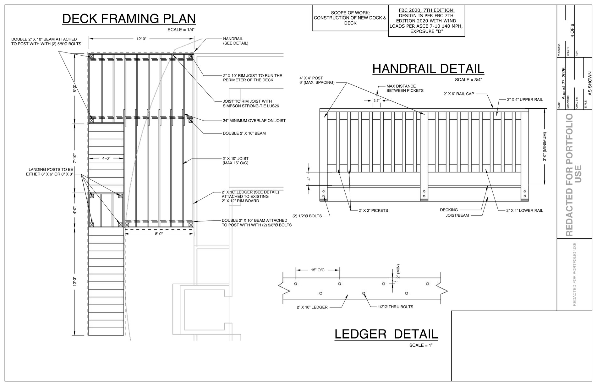 Second-level deck framing plan