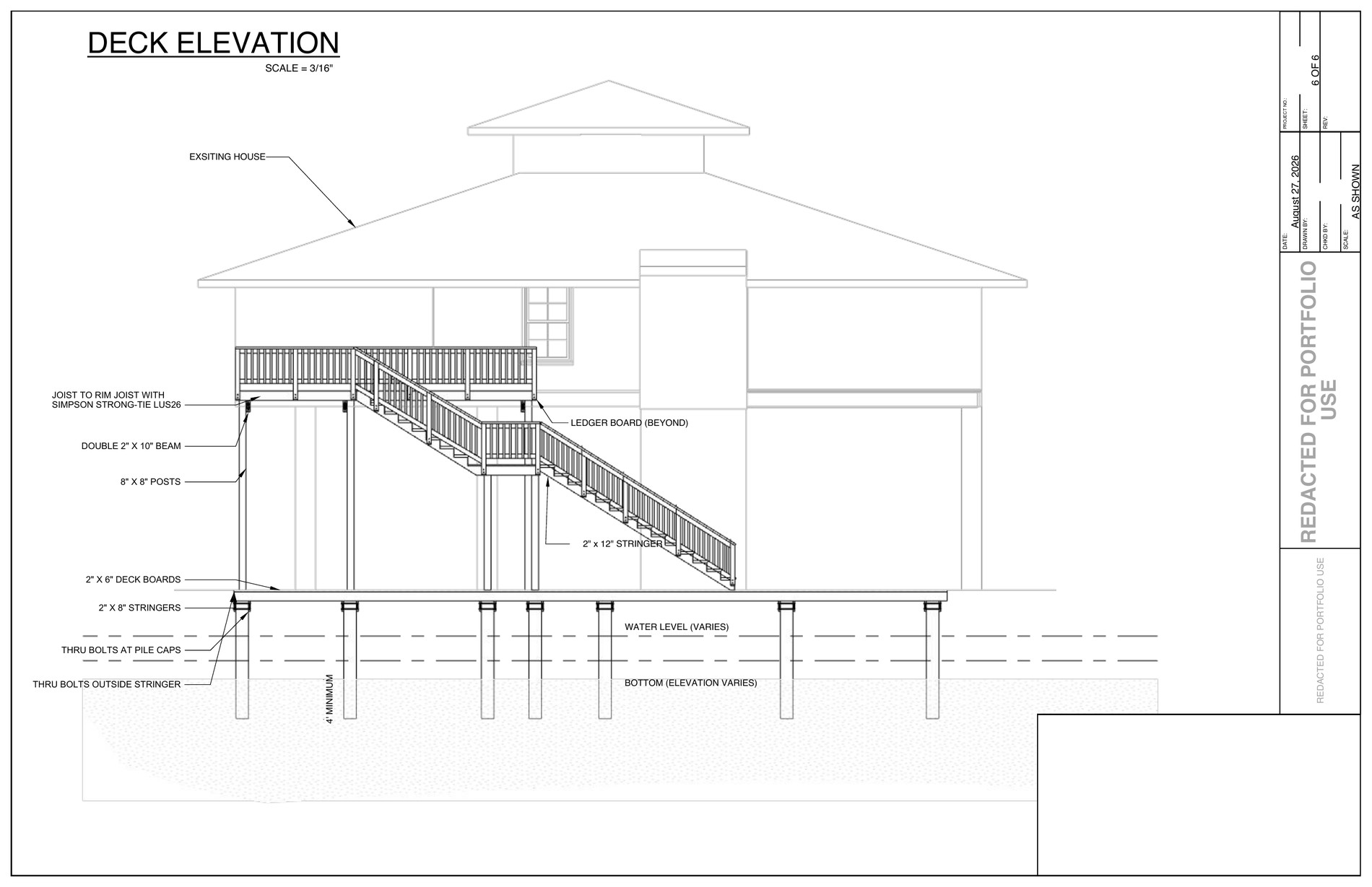 Deck and dock construction elevation
